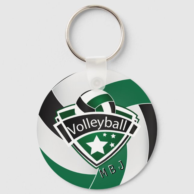 Llavero Voleibol - Monograma - Verde, Blanco y Negro (Anverso)