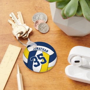 Llavero voleibol número jersey de los niños amarillos azul