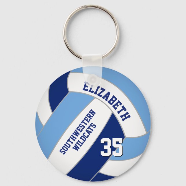 Llavero voleibol personalizado azul blanco (Anverso)