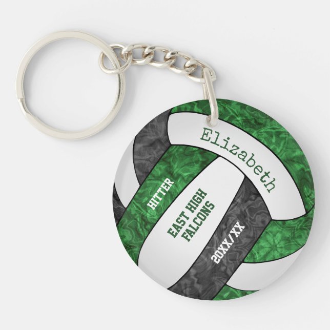 Llavero Voleibol personalizado deportivo negro verde (Frente)