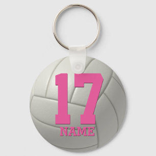 Llavero Voleibol personalizado (nombre y número rosados)