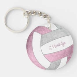 Llavero voleibol personalizado polvoriento rosa gris