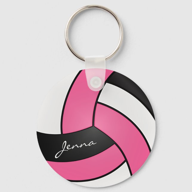 Llavero Voleibol rosa, blanco y negro (Anverso)