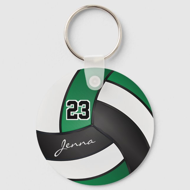 Llavero Voleibol verde, blanco y negro - Personalizar (Anverso)