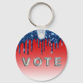 Llavero Vota Goteo Brillante Rojo Azul Americana
