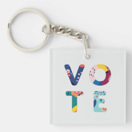 Llavero Vote El Patrón Floral Moderno Claves Acrílicas Azu