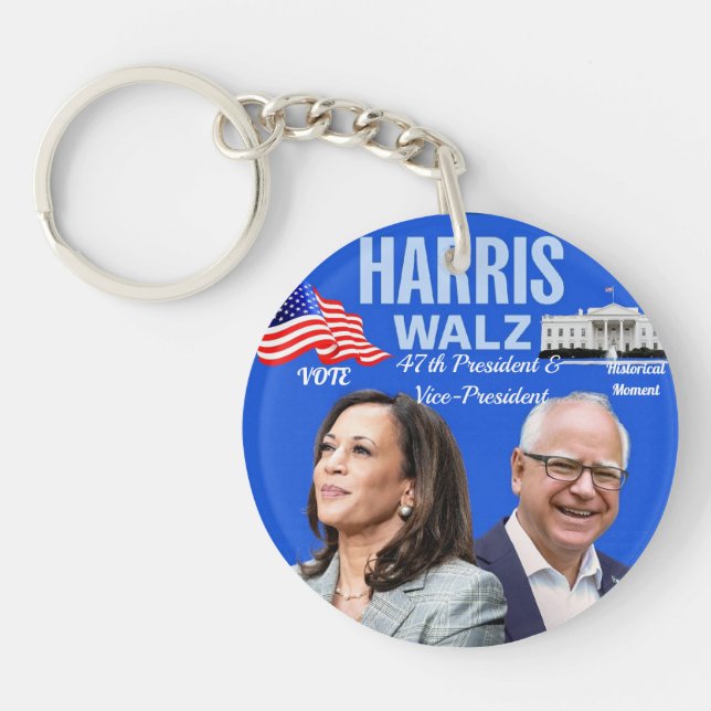 Llavero Vote-Kamala-Harris y Tim-Walz-2024_ Keychain (Frente)