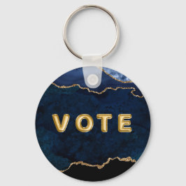Llavero Voto azul geoda dorado
