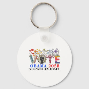 Llavero Voto retro floral Obama 2028 Sí Podemos De Nuevo _