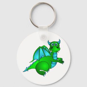 Llavero Vuelo de luz de toro - Dragón verde y azul lindo