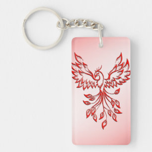 Llavero Vuelo de un Fénix Rojo sobre Rosa