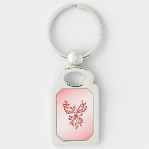 Llavero Vuelo de un rojo fénix sobre rosado