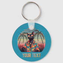 Llavero Vuelta de actitud de gato tropical intemporal