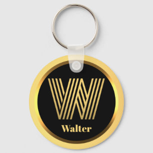 Llavero W Letra Gold Monogramada Keychain personalizada