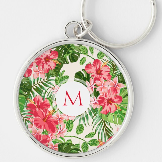 Llavero W Personalizado Hibiscus Flower Monograma R Keycha (Frente)