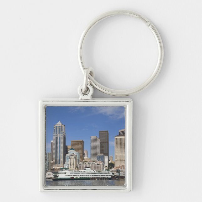 Llavero WA, Seattle, horizonte de Seattle con ferry (Frente)