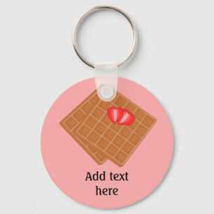 Llavero Waffles con gráfico divertido de fresa - texto per
