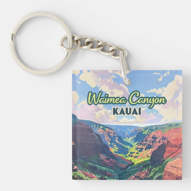 Llavero Waimea Canyon Kauai Hawaii Retro (Frente)