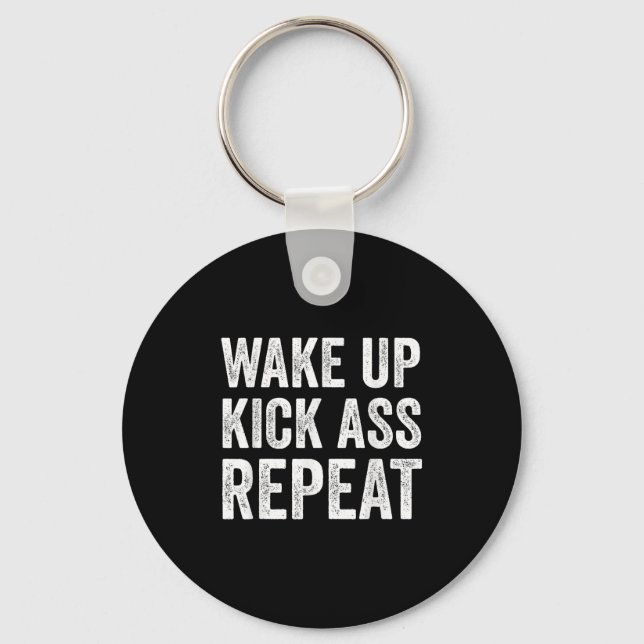 Llavero Wake Up Kick Repea,funny Quote Workout Motivation  (Anverso)