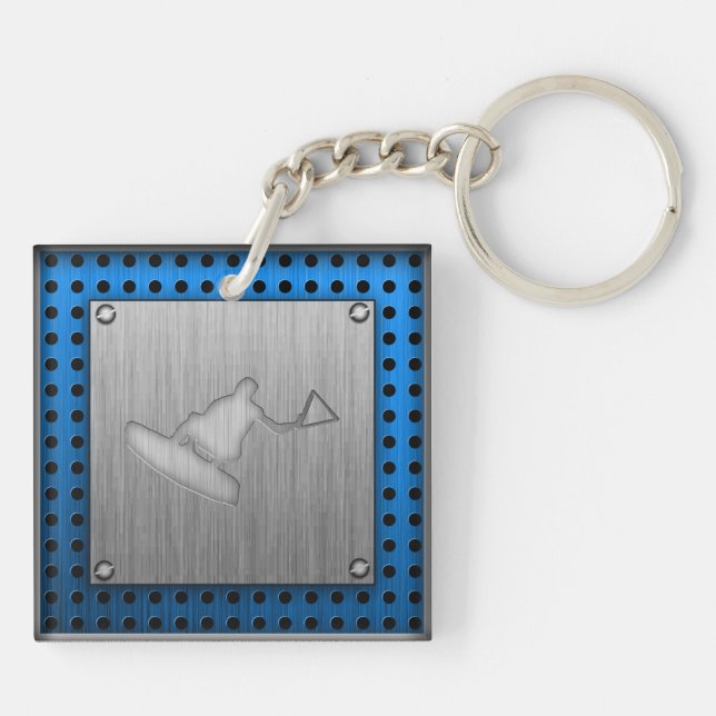 Llavero Wakeboarder de aspecto Metalizado cepillado (Atrás)