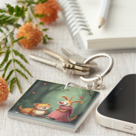Llavero „Waldfreunde voller Herz – Ein magisches Treffen“