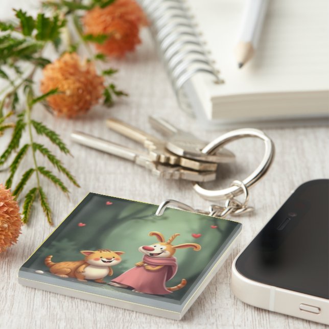 Llavero „Waldfreunde voller Herz – Ein magisches Treffen“ (Frente Derecha)