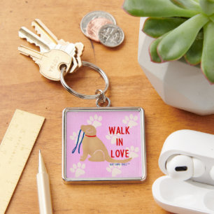 Llavero Walk in Love Golden Retriever Dog Pink Magnet