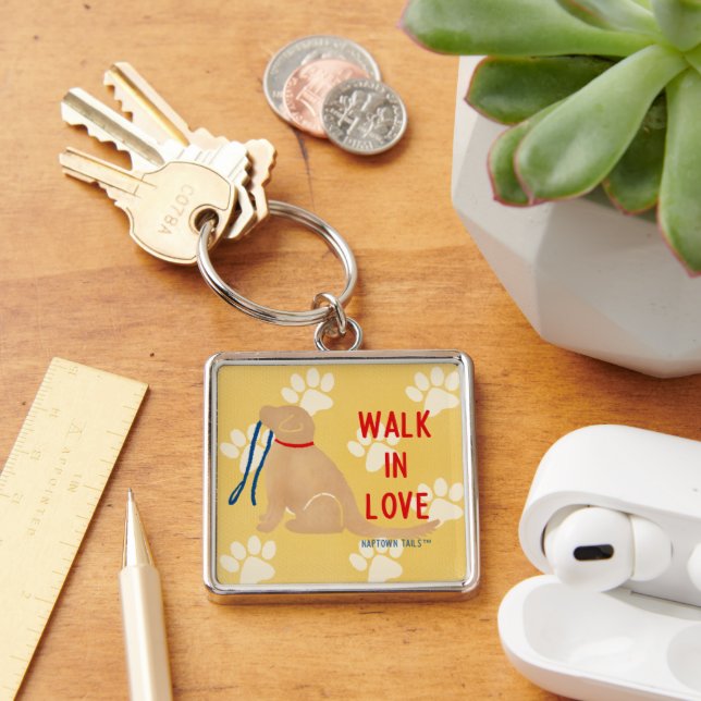 Llavero Walk in Love Golden Retriever Dog Yellow Keychain (Escritorio )