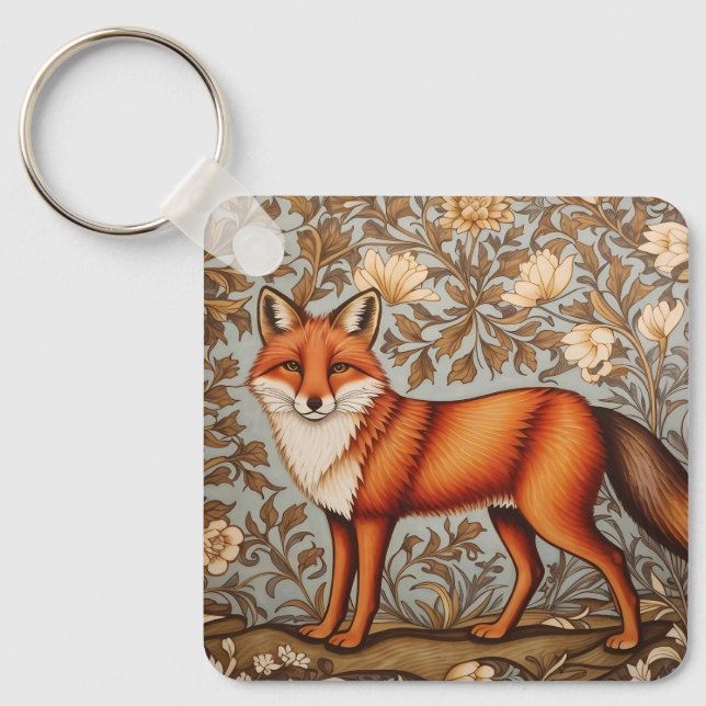 Llavero Walking Fox William Morris Inspired  (Anverso)