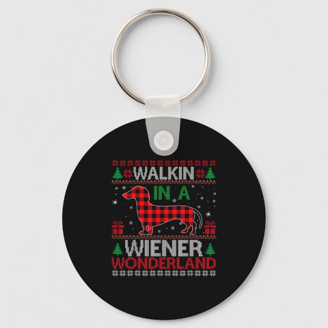 Llavero Walking In A Wiener Wonderland Funny Dachshund Chr (Anverso)