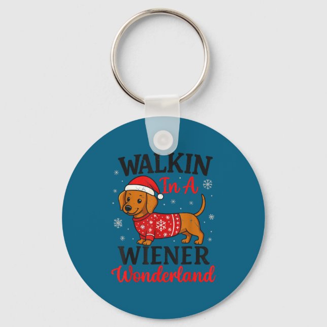 Llavero Walking In Weiner Wonderland Mini Dachshund Christ (Anverso)