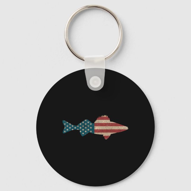 Llavero Walleye Fishing American Flag Sauger Angling (Anverso)