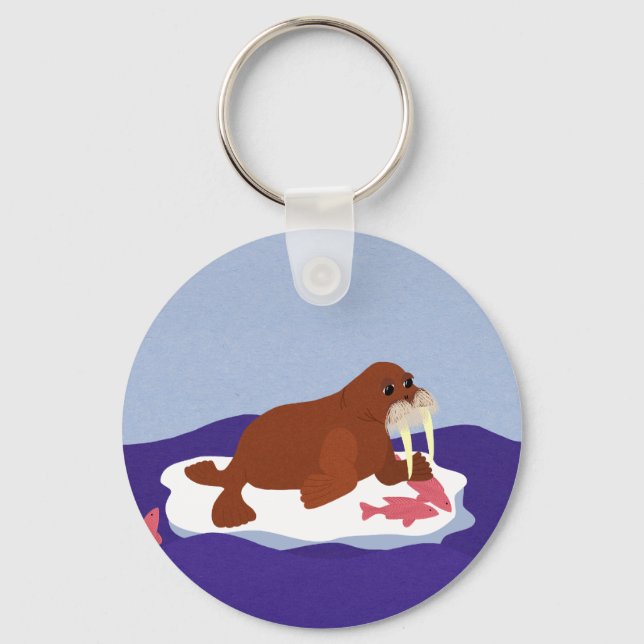 Llavero Walrus en Iceberg con pescado (Anverso)