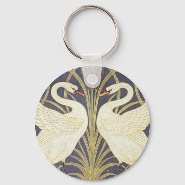 Llavero Walter Crane Cisne, Junco E Iris Art Nouveau (Anverso)
