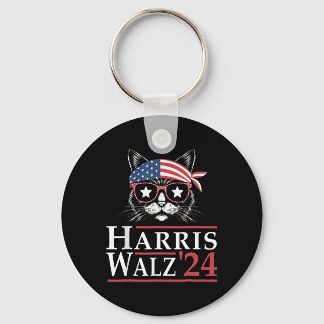 Llavero Walz 2024 Funny Cat Election Kamala Harris Tim Wal (Anverso)