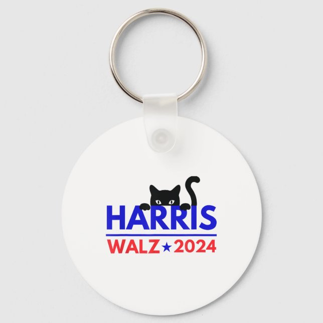 Llavero Walz 2024 Gato Divertido Elección Kamala Harris Ti (Anverso)