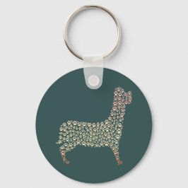 Llavero Warm Gold Gradient Paw Print Dog Silhouette Fabric