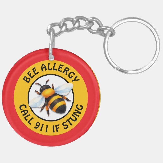 Llavero Warning Severe BEE Allergy Alert Button (Izquierda Bajo)