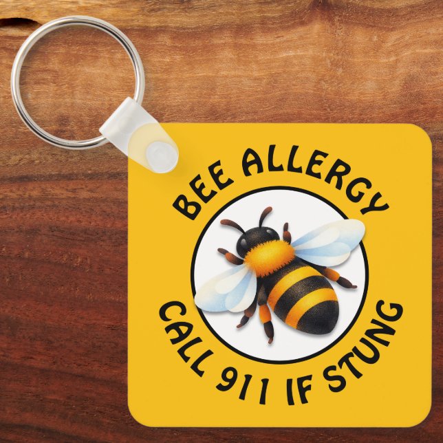 Llavero Warning Severe BEE Allergy Alert Button (Anverso)