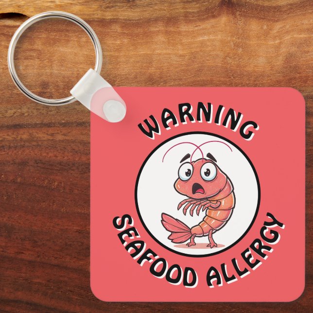 Llavero Warning Severe Seafood Allergy Alert Button (Anverso)