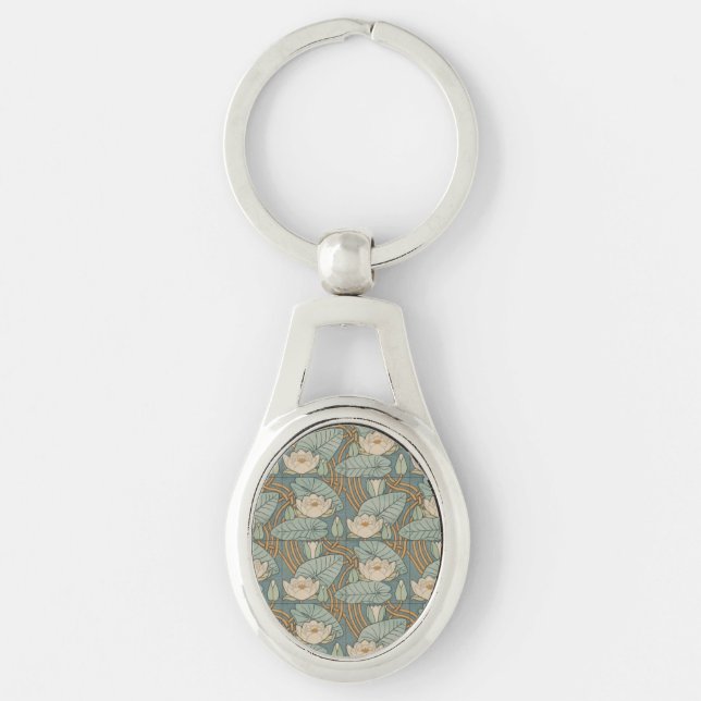 Llavero Water Lilies Lily Naturaleza Art Nouveau (Anverso)