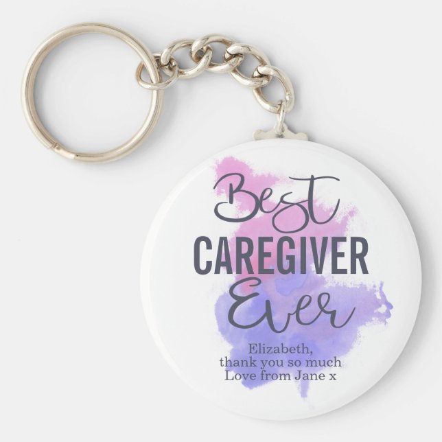 Llavero Watercolor Best Caregiver Ever Appreciation (Frente)