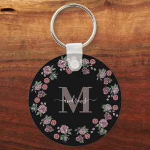 Llavero Watercolor Boho Feather y Floral Wreath Photo