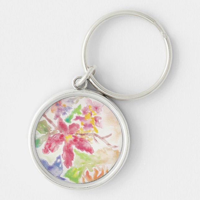Llavero Watercolor Botanical Flower Garden Key Chain (Frente)