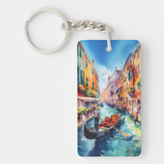 Llavero Watercolor de Venecia Canales Italia (Frente)