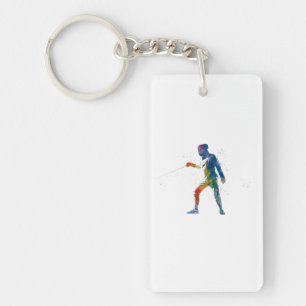 Llavero watercolor fencing