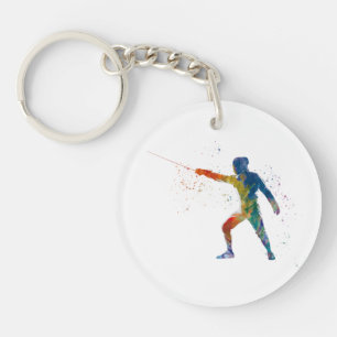 Llavero watercolor fencing
