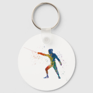 Llavero watercolor fencing