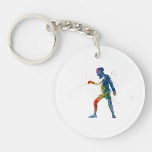 Llavero watercolor fencing