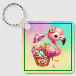Llavero Watercolor Flamingo Personalizado Clipart